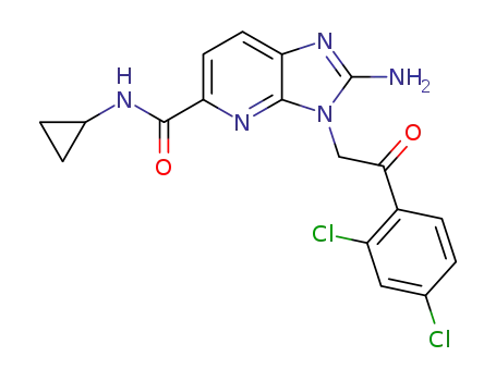 2-amino-N-cyclopropyl-3-(2-(2,4-dichlorophenyl)-2-oxoethyl)-3H-imidazo[4,5-b]pyridine-5-carboxamide