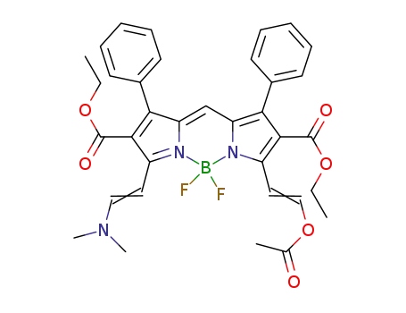 3-(2-acetoxyethen-1-yl)-5-(2-dimethylaminoethen-1-yl)-1,7-diphenyl-2,6-dicarbethoxy-4,4-difluoro-4-bora-3a,4a-diaza-s-indacene