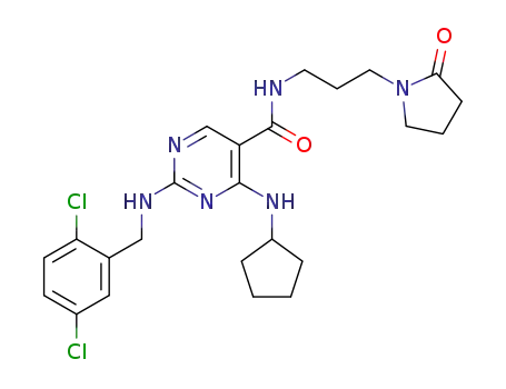 4-(cyclopentylamino)-2-((2,5-dichlorobenzyl)amino)-N-(3-(2-oxopyrrolidin-1-yl)propyl)pyrimidine-5-carboxamide