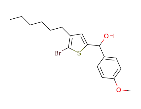 Molecular Structure of 1435937-75-9 ((5-bromo-4-hexylthiophen-2-yl)(4-methoxyphenyl)methanol)