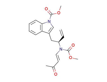 Molecular Structure of 913337-61-8 (3-{(S)-2-[Methoxycarbonyl-((E)-3-oxo-but-1-enyl)-amino]-but-3-enyl}-indole-1-carboxylic acid methyl ester)