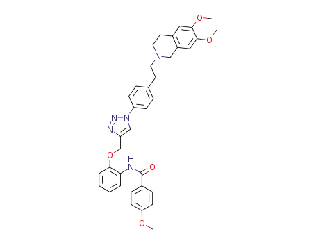 Molecular Structure of 1610804-88-0 (N-(2-((1-(4-(2-(6,7-dimethoxy-3,4-dihydroisoquinolin-2(1H)-yl)ethyl)phenyl)-1H-1,2,3-triazol-4-yl)methoxy)phenyl)-4-methoxybenzamide)