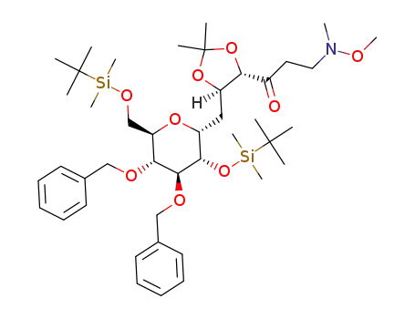 1-[(4S,5R)-5-{[(2R,3S,4S,5R,6R)-4,5-bis(benzyloxy)-3-[(tert-butyldimethylsilyl)oxy]-6-{[(tert-butyldimethylsilyl)oxy]methyl}oxan-2-yl]methyl}-2,2-dimethyl-1,3-dioxolan-4-yl]-3-[methoxy(methyl)amino]propan-1-one