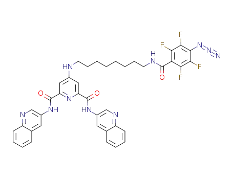 Molecular Structure of 1592668-56-8 (4-((8-(4-azido-2,3,5,6-tetrafluorobenzamido)octyl)amino)-N<sub>2</sub>,N<sub>6</sub>-di(quinolin-3-yl)pyridine-2,6-dicarboxamide)