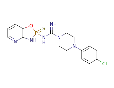 Molecular Structure of 1445383-65-2 (N1-(2-thioxo-2,3-dihydro-2λ<sup>5</sup>-pyrido[2,3-d][1,3,2]oxazaphosphol-2-yl)-4-(4-chlorophenyl)-1-piperazinecarboximidamide)