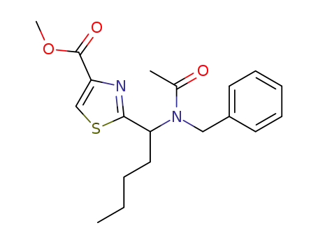 Molecular Structure of 1585992-83-1 (methyl 2-(1-(N-benzylacetamido)pentyl)thiazole-4-carboxylate)