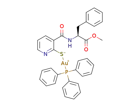 Molecular Structure of 1436394-04-5 ([Au(SPyCONHCHBnCOOMe)(PPh<sub>3</sub>)])