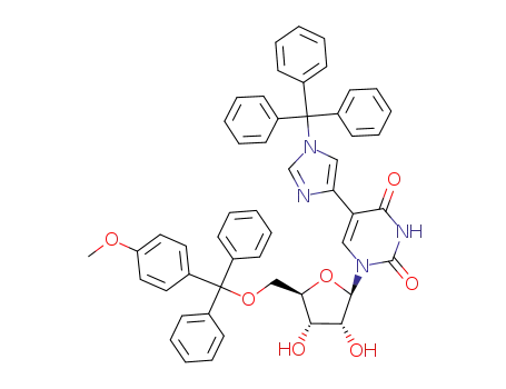 Molecular Structure of 873696-40-3 (5'-O-(4-methoxytrityl)-5-(1-tritylimidazol-4-yl)uridine)