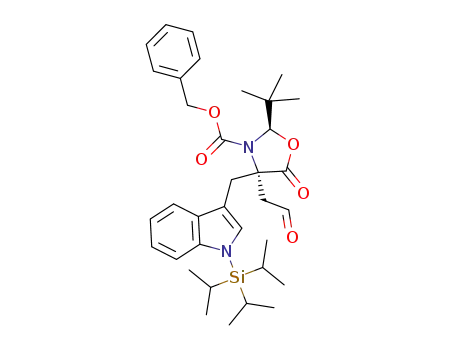 (2R,4S)-benzyl 2-tert-butyl-5-oxo-4-(2-oxoethyl)-4-((1-(triisopropylsilyl)-1H-indol-3-yl)methyl)oxazolidine-3-carboxylate