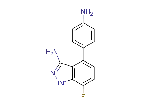 Molecular Structure of 796967-67-4 (4-(4-aminophenyl)-7-fluoro-1H-indazol-3-amine)