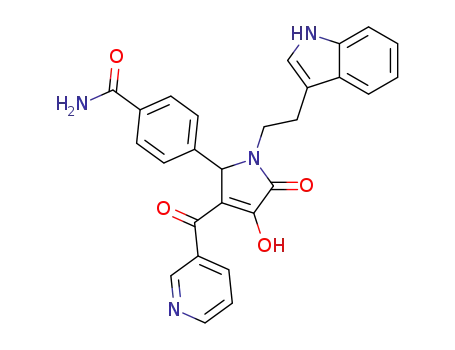 Molecular Structure of 1569975-46-7 (4-(1-(2-(1H-indol-3-yl)ethyl)-4-hydroxy-3-nicotinoyl-5-oxo-2,5-dihydro-1H-pyrrol-2-yl)benzamide)