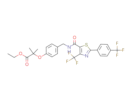 Molecular Structure of 343322-32-7 (2-methyl-2-[4-{[(4-trifluoromethyl-2-[4-trifluoromethylphenyl]-1,3-thiazol-5-ylcarbonyl)amino]methyl}phenoxy]propionic acid ethyl ester)