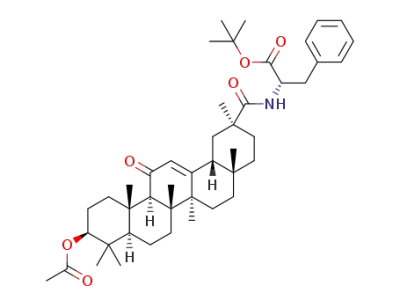 Molecular Structure of 1620133-40-5 (N-(L-phenylalanine tert-butyl ester)-3β-acetyl-11-oxo-olean-12-en-18β-H-30-amide)