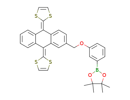 Molecular Structure of 1612256-66-2 (2-(3-((9,10-di(1,3-dithiol-2-ylidene)-9,10-dihydroanthracen-2-yl)methoxy)phenyl)-4,4,5,5-tetramethyl-1,3,2-dioxaborolane)