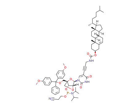 (1R,3R,4R,7S)-3-[5-(3-cholesterylcarbonylaminopropyn-1-yl)-uracil-1-yl]-7-[2-cyanoethoxy(diisopropylamino)phosphinoxy]-1-(4,4'-dimethoxytrityloxymethyl)-2,5-dioxabicyclo[2.2.1]heptane