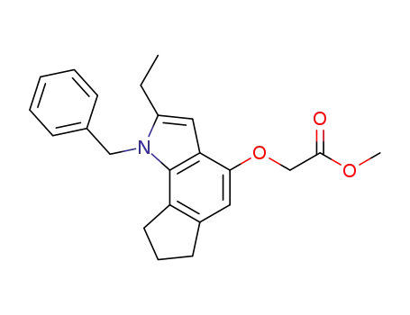 Molecular Structure of 438623-82-6 (Acetic acid,
[[2-ethyl-1,6,7,8-tetrahydro-1-(phenylmethyl)cyclopent[g]indol-4-yl]oxy]-,
methyl ester)