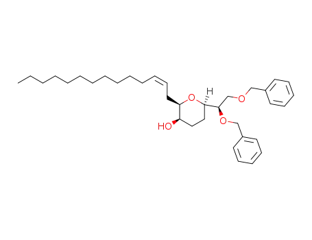 (1'R,2R,3R,6R)-6-(1',2'-bis-benzyloxy-ethyl)-2-tetradec-2-enyl-tetrahydro-pyran-3-ol