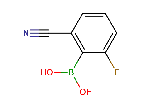 Molecular Structure of 656235-44-8 (Boronic acid, (2-cyano-6-fluorophenyl)- (9CI))