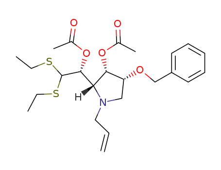 Acetic acid (2S,3S,4R)-2-((R)-1-acetoxy-2,2-bis-ethylsulfanyl-ethyl)-1-allyl-4-benzyloxy-pyrrolidin-3-yl ester