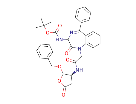Carbamic acid,
[2,3-dihydro-2-oxo-1-[2-oxo-2-[[(3S)-tetrahydro-5-oxo-2-(phenylmethoxy
)-3-furanyl]amino]ethyl]-5-phenyl-1H-1,4-benzodiazepin-3-yl]-,
1,1-dimethylethyl ester