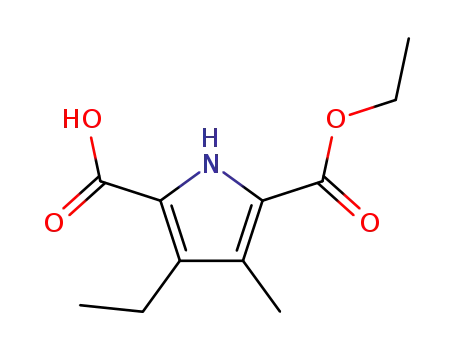 Molecular Structure of 53365-89-2 (1H-Pyrrole-2,5-dicarboxylic acid, 3-ethyl-4-methyl-, 5-ethyl ester)
