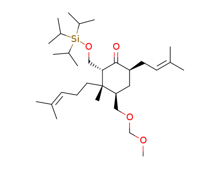 Cyclohexanone,
4-[(methoxymethoxy)methyl]-3-methyl-6-(3-methyl-2-butenyl)-3-(4-methyl
-3-pentenyl)-2-[[[tris(1-methylethyl)silyl]oxy]methyl]-, (2R,3S,4R,6S)-