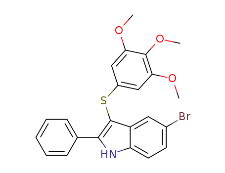 Molecular Structure of 1337932-73-6 (5-bromo-2-phenyl-3-((3,4,5-trimethoxyphenyl)thio)-1H-indole)
