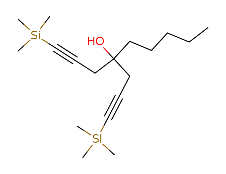 Molecular Structure of 696622-96-5 (1-Trimethylsilanyl-4-(3-trimethylsilanyl-prop-2-ynyl)-non-1-yn-4-ol)