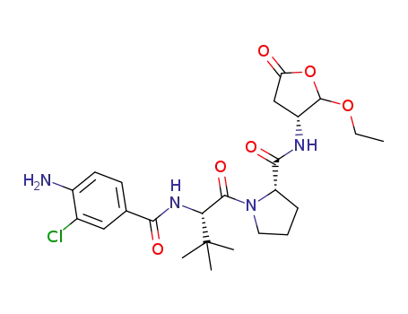 Molecular Structure of 273404-37-8 ((S)-1-((S)-2-(4-amino-3-chlorobenzamido)-3,3-dimethylbutanoyl)-N-((2R,3S)-2-ethoxy-5-oxotetrahydrofuran-3-yl)pyrrolidine-2-carboxamide)