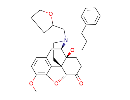 Molecular Structure of 646033-47-8 (4,5α-epoxy-3-methoxy-17-(2-methyltetrahydrofuryl)-14β-(3-phenylpropyloxy)morphinan-6-one)
