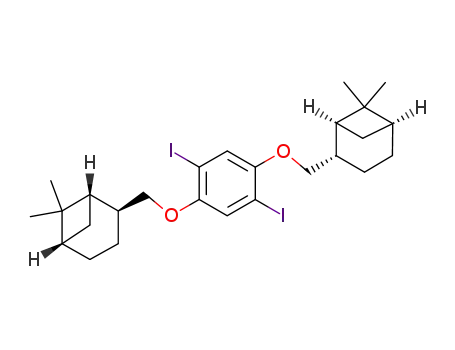 Molecular Structure of 590411-01-1 (Bicyclo[3.1.1]heptane,
2,2'-[(2,5-diiodo-1,4-phenylene)bis(oxymethylene)]bis[6,6-dimethyl-,
(1S,1'S,2S,2'S,5S,5'S)-)