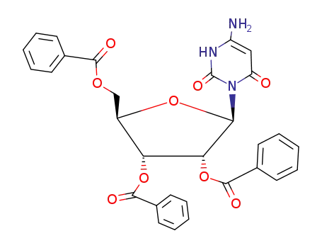Molecular Structure of 23526-07-0 (2′,3′,5′-tri-O-benzoyl-6-oxocytidine)