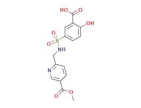 Molecular Structure of 503470-75-5 (6-[(3-carboxy-4-hydroxy-benzenesulfonylamino)-methyl]-nicotinic acid methyl ester)