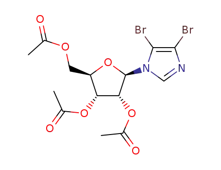 Molecular Structure of 437614-21-6 (4,5-dibromo-1-(2,3,5-tri-O-acetyl-β-D-ribofuranosyl)imidazole)