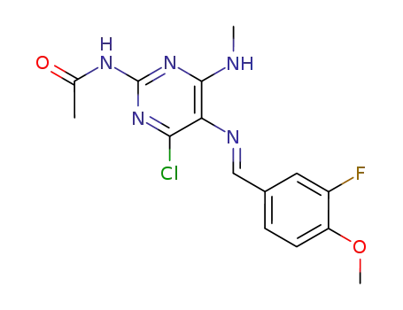 N-(4-Chloro-5-{[1-(3-fluoro-4-methoxy-phenyl)-meth-(E)-ylidene]-amino}-6-methylamino-pyrimidin-2-yl)-acetamide
