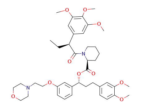Molecular Structure of 914805-33-7 ((R)-3-(3,4-dimethoxyphenyl)-1-(3-(2-morpholinoethoxy)phenyl)propyl (S)-1-((S)-2-(3,4,5-trimethoxyphenyl)butanoyl)piperidine-2-carboxylate)
