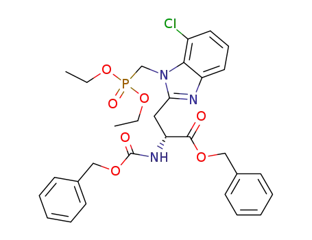 2-benzyloxycarbonylamino-3-[7-chloro-1-(diethoxy-phosphorylmethyl)-1<i>H</i>-benzoimidazol-2-yl]-propionic acid benzyl ester