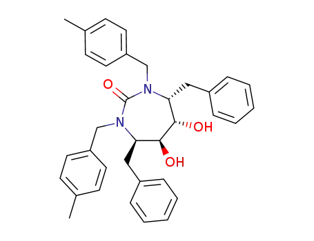 Molecular Structure of 153182-46-8 ((4R,5S,6S,7R)-4,7-dibenzyl-5,6-dihydroxy-1,3-bis[(4-methylphenyl)methy l]-1,3-diazepan-2-one)