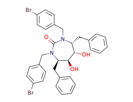 Molecular Structure of 153182-57-1 ((4R,5S,6S,7R)-4,7-dibenzyl-1,3-bis(4-bromobenzyl)-5,6-dihydroxy-1,3-diazepan-2-one)