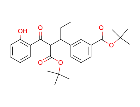 Molecular Structure of 166186-73-8 (3-<2-(tert-butoxycarbonyl)-1-ethyl-3-(2-hydroxyphenyl)-3-oxopropyl>benzoic acid tert-butyl ester)