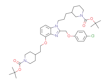 Molecular Structure of 210564-74-2 (1-{3-[N-(tert-butyloxycarbonyl)-3-piperidinyl]propyl}-2-[(4-chlorophenoxy)methyl]-4-({2-[N-(tert-butyloxycarbonyl)-4-piperidinyl]ethyl}oxy)benzimidazole)