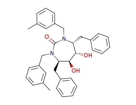 Molecular Structure of 153182-52-6 ((4R,5S,6S,7R)-4,7-dibenzyl-5,6-dihydroxy-1,3-bis(3-methylbenzyl)-1,3-diazepan-2-one)