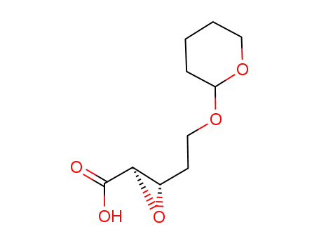 Molecular Structure of 214412-58-5 ((2R,3S)-3-[2-((R,S)-tetrahydropyran-2-yloxy)ethyl]oxiran-2-carboxylic acid)