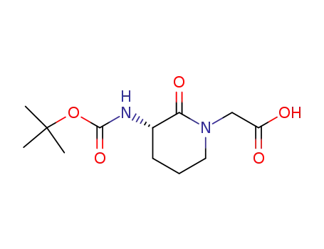 Molecular Structure of 74411-97-5 ((S)-2-(3-(TERT-BUTOXYCARBONYLAMINO)-2-OXOPIPERIDIN-1-YL)ACETICACID)