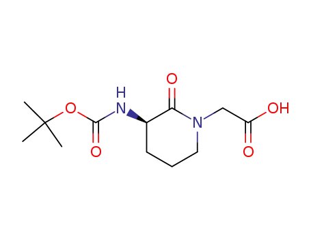 Molecular Structure of 82611-51-6 ((R)-2-(3-(tert-butoxycarbonylamino)-2-oxopiperidin-1-yl)acetic acid)