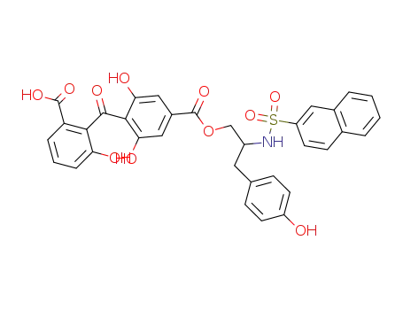 Molecular Structure of 184592-61-8 ((+-)-2-[[2,6-Dihydroxy-4-[[[3-(4-hydroxyphenyl)-2-[(naphthylsulfonyl)a mino]propyl]oxy]carbonyl]phenyl]carbonyl]-3-hydroxybenzoic Acid)