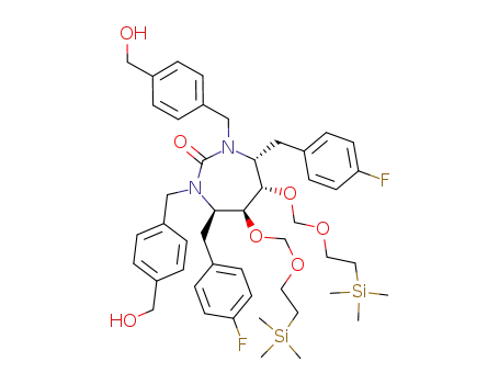 (4R,5S,6S,7R)-4,7-Bis-(4-fluoro-benzyl)-1,3-bis-(4-hydroxymethyl-benzyl)-5,6-bis-(2-trimethylsilanyl-ethoxymethoxy)-[1,3]diazepan-2-one