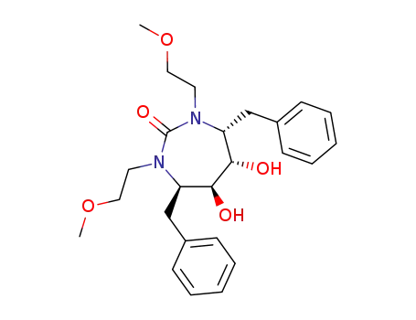 Molecular Structure of 153182-60-6 ((4R,5S,6S,7R)-4,7-dibenzyl-5,6-dihydroxy-1,3-bis(2-methoxyethyl)-1,3-d iazepan-2-one)