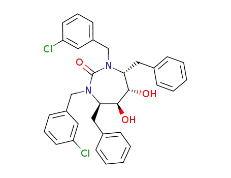 Molecular Structure of 153182-49-1 ((4R,5S,6S,7R)-4,7-dibenzyl-1,3-bis(3-chlorobenzyl)-5,6-dihydroxy-1,3-diazepan-2-one)