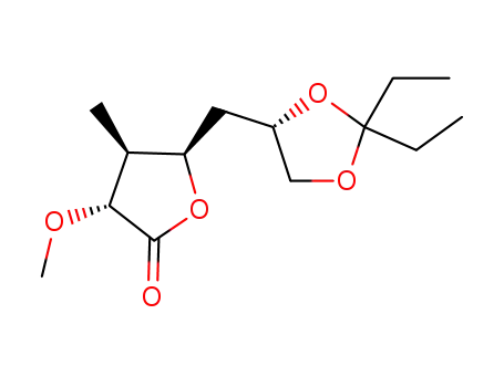Molecular Structure of 207302-98-5 ((3R,4S,5R)-5-{[(1S)-3,3-diethyl-2,4-dioxolanyl]methyl}-3-methoxy-4-methyloxolan-2-one)